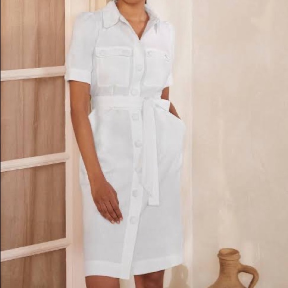 Boden white linen shirt dress - Picture 3 of 3